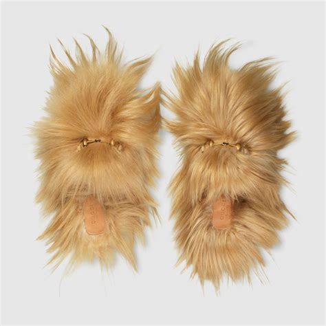 horsebit detailed goat hair slippers gucci|princetown slippers Gucci men's.